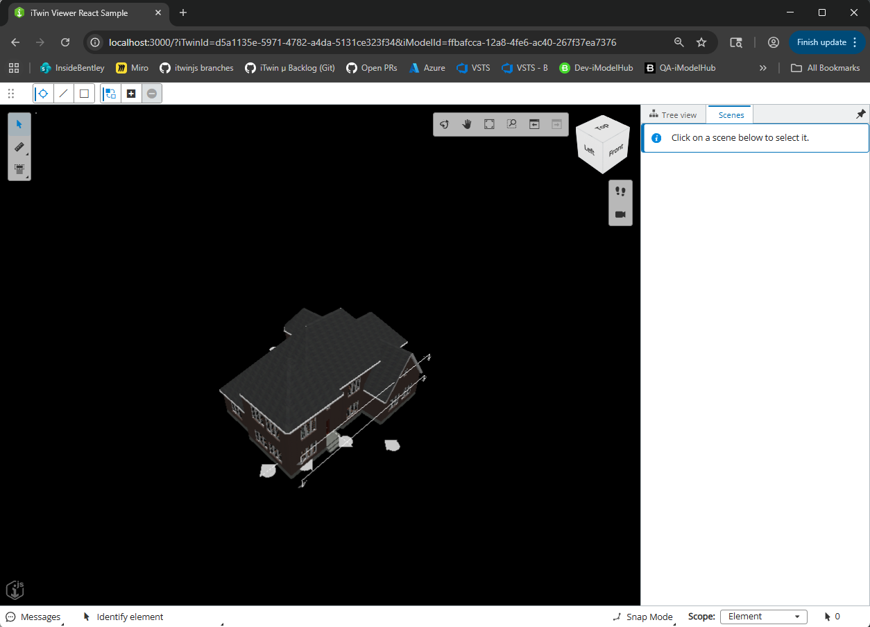 iTwin Web Viewer displaying the initial empty scenes app.